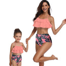 Matching Mom or Daughter Peach Leafy Print Two-Piece Bikini Matching Bikini Iconix