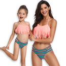 Matching Mom or Daughter Peach Striped Two-Piece Bikini matching bikinis Iconix