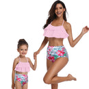 Matching Mom or Daughter Pink Botanical Print Two-Piece Bikini matching bikinis Iconix