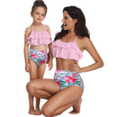 Matching Mom or Daughter Pink Botanical Print Two-Piece Bikini matching bikinis Iconix