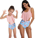 Matching Mom or Daughter Soft Pink and Blue Floral Two-Piece Bikini matching bikinis Iconix