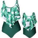 Mom and Daughter Matching Green Leaf Tone Two-piece Bikini Beauty & Fashion Iconix