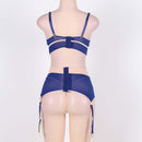 Plus Size Navy Bra Set With Beige Lace Overlay- R80186P After Dark Iconix