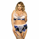 Plus Size Navy Bra Set With Beige Lace Overlay- R80186P After Dark Iconix