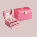 PU Leather Jewelry Storage Case Organizer with Drawers Beauty Iconix