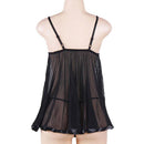 Sexy Sheer Lace Babydoll With G String Lingerie-Medium- Black - E20731 Iconix