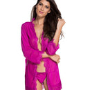 Sheer Lace Trim Purple Robe With Thong Purple -R80182-3 After Dark Iconix