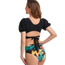 Women's Black Crop Crossover Two-piece Bikini Bikini Iconix