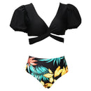 Women's Black Crop Crossover Two-piece Bikini Bikini Iconix