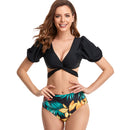 Women's Black Crop Crossover Two-piece Bikini bikinis Iconix