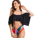 Women's Black Frill Two-piece Bikini Bikini Iconix