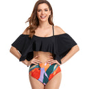 Women's Black Frill Two-piece Bikini bikinis Iconix