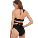 Women's Black Fringe Crossover Two-piece Bikini Bikini Iconix