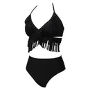 Women's Black Fringe Crossover Two-piece Bikini Bikini Iconix