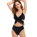 Women's Black Fringe Crossover Two-piece Bikini bikinis Iconix
