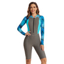 Women's Blue and Grey Crush Long Sleeve Shorts Swimwear Long Sleeve Swimwear Iconix