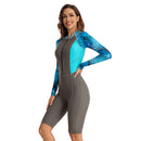 Women's Blue and Grey Crush Long Sleeve Shorts Swimwear Long Sleeve Swimwear Iconix
