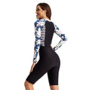 Women's Blue Blossom Long Sleeve Shorts Swimwear Long Sleeve Swimwear Iconix