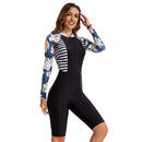 Women's Blue Blossom Long Sleeve Shorts Swimwear Long Sleeve Swimwear Iconix