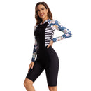 Women's Blue Blossom Long Sleeve Shorts Swimwear Long Sleeve Swimwear Iconix