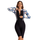 Women's Blue Blossom Long Sleeve Shorts Swimwear Long Sleeve Swimwear Iconix