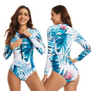 Women's Blue Fronds Long Sleeve Swimwear Long Sleeve Swimwear Iconix