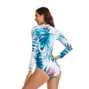Women's Blue Fronds Long Sleeve Swimwear Long Sleeve Swimwear Iconix