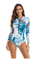 Women's Blue Fronds Long Sleeve Swimwear Long Sleeve Swimwear Iconix