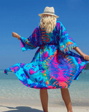 Women's Blue Paint Splash Beach Cover Up Beach Cover Ups Iconix