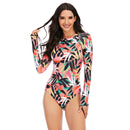 Women's Peach Fronds Long Sleeve Zip Swimwear Long Sleeve Swimwear Iconix