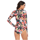 Women's Peach Fronds Long Sleeve Zip Swimwear Long Sleeve Swimwear Iconix