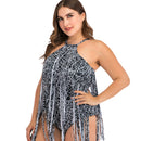 Women's Plus Size Black Static Tassel One-Piece plus size swimwear Iconix