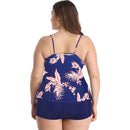 Women's Plus Size Blue and Coral Frill Boyleg Bikini Plus Size Swimwear Iconix