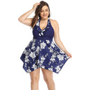 Women's Plus Size Blue Floral Flair Two-Piece Swimsuit plus size swimwear Iconix