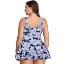 Women's Plus Size Lilac Leaves Swimsuit Plus Size Swimwear Iconix