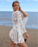 Women's Short White Embroidery Beach Cover Up Beach Cover Ups Iconix