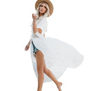 Women's White Beach Cover-up with Tie Detail Beach Cover-Up Iconix