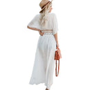 Women's White Beach Cover-up with Tie Detail Beach Cover-Up Iconix