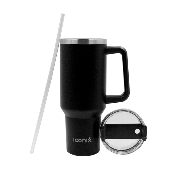 1.2L Stainless Steel Thermo Travel Flask with handle - Black
