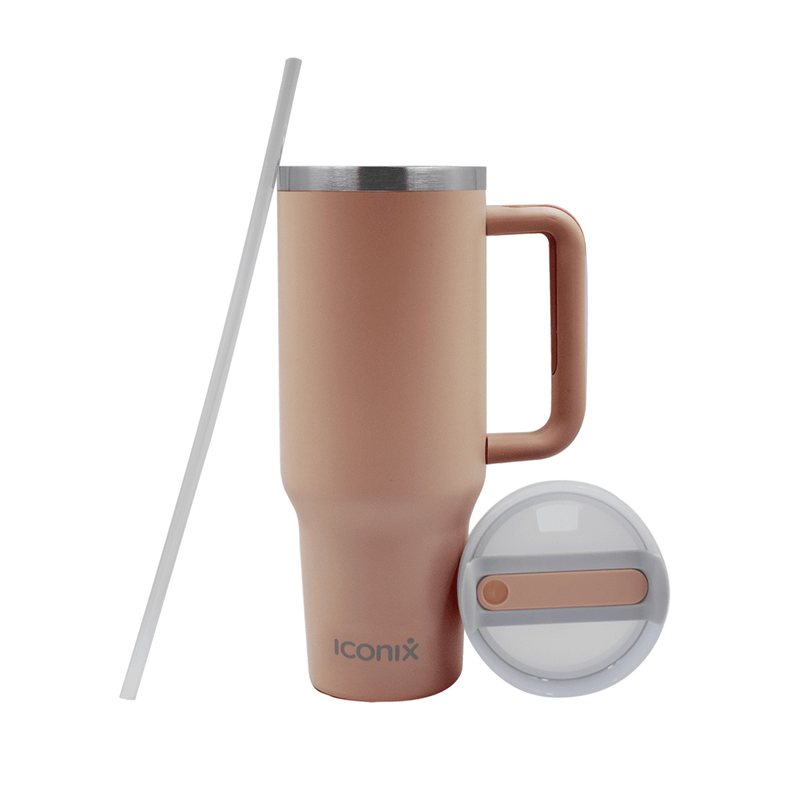 Iconix 1.2L Stainless Steel Travel Flask with Silicone Lid - Peach