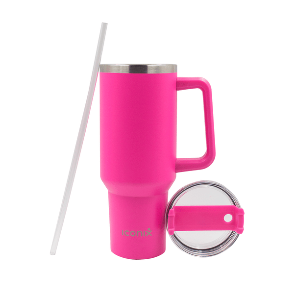 1.2L Stainless Steel Thermo Travel Flask with handle - Hot Pink