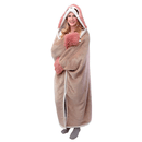 Animal Fluffy Fleece Unisex Hooded Blankets - Pink and Beige Sloth