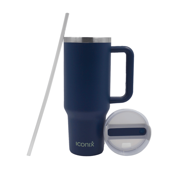 Iconix 1.2L Stainless Steel Travel Flask with Silicone Lid - Navy Blue