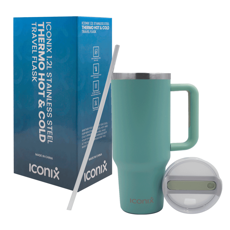 Iconix 1.2L Stainless Steel Travel Flask with Silicone Lid - Teal