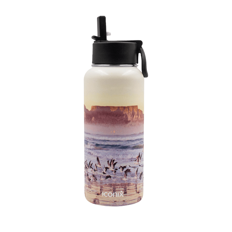 Iconix Table Mountain Glory Stainless Steel Hot and Cold Flask - Straw Lid