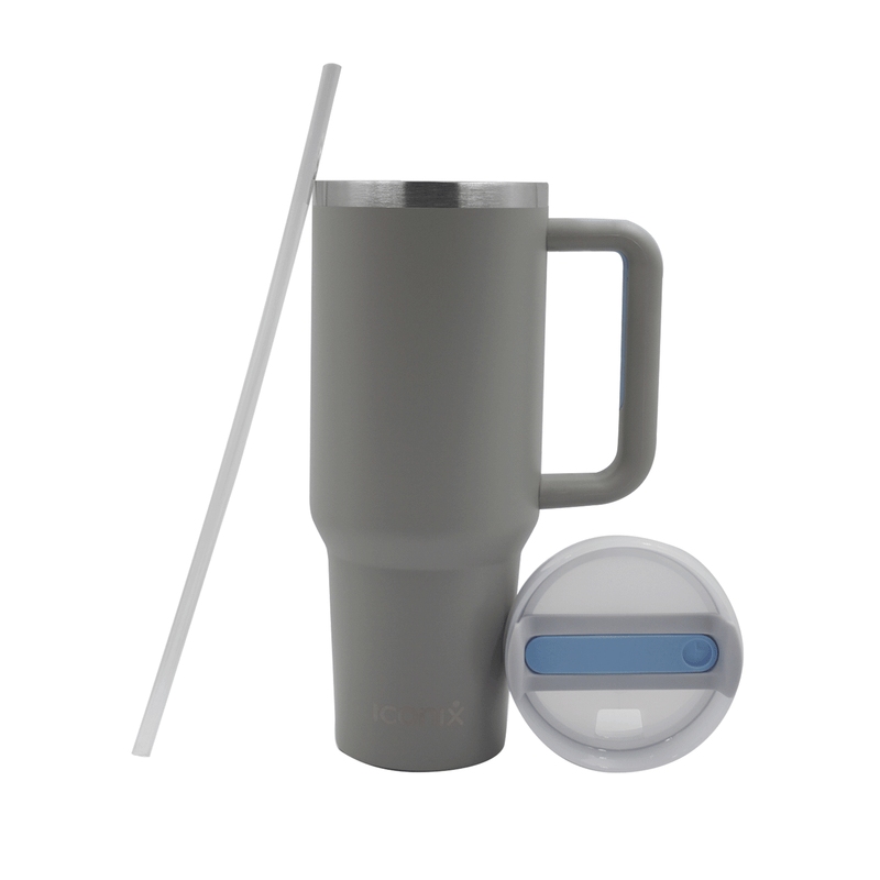 Iconix 1.2L Stainless Steel Travel Flask with Silicone Lid - Light Grey