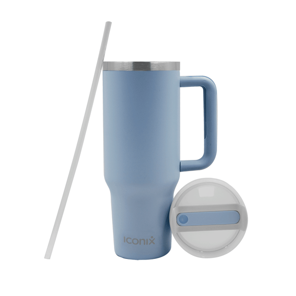 Iconix 1.2L Stainless Steel Travel Flask with Silicone Lid - Light Blue