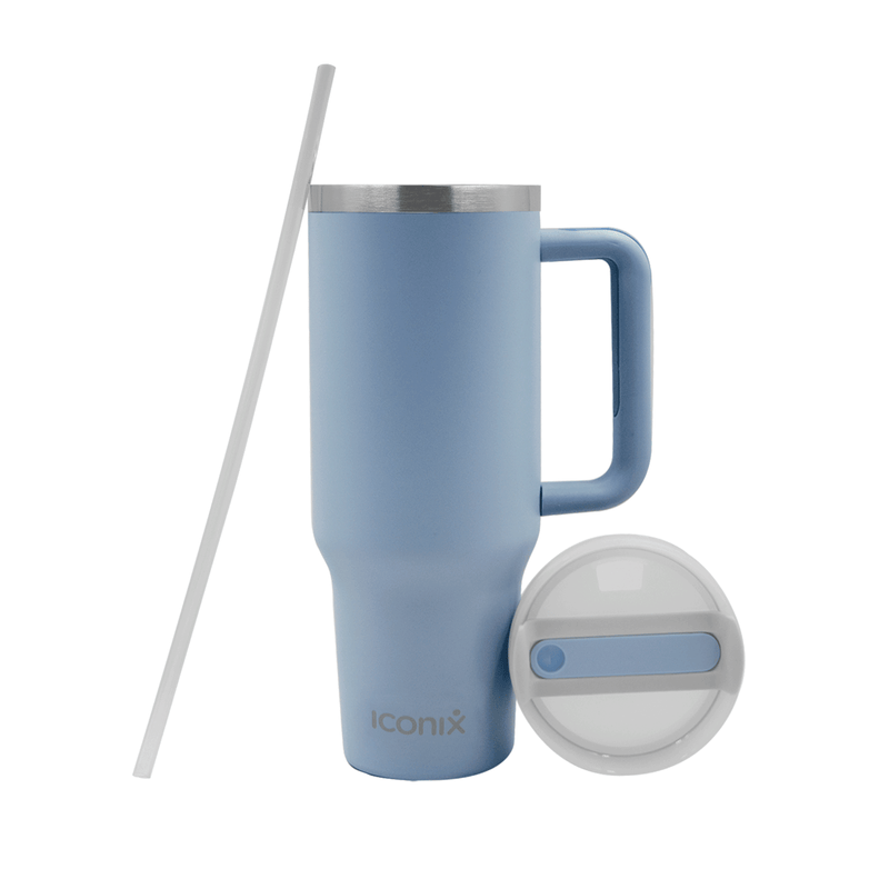 Iconix 1.2L Stainless Steel Travel Flask with Silicone Lid - Light Blue