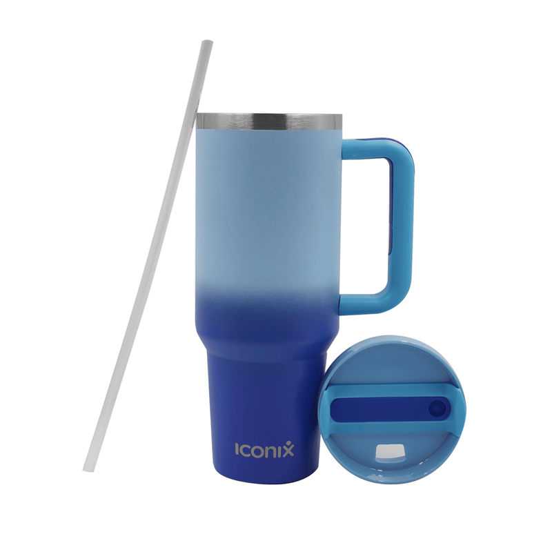 Iconix 1.2L Stainless Steel Travel Flask with Silicone Lid - Blue Ombre