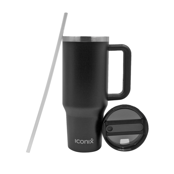 Iconix 1.2L Stainless Steel Travel Flask with Silicone Lid - Black